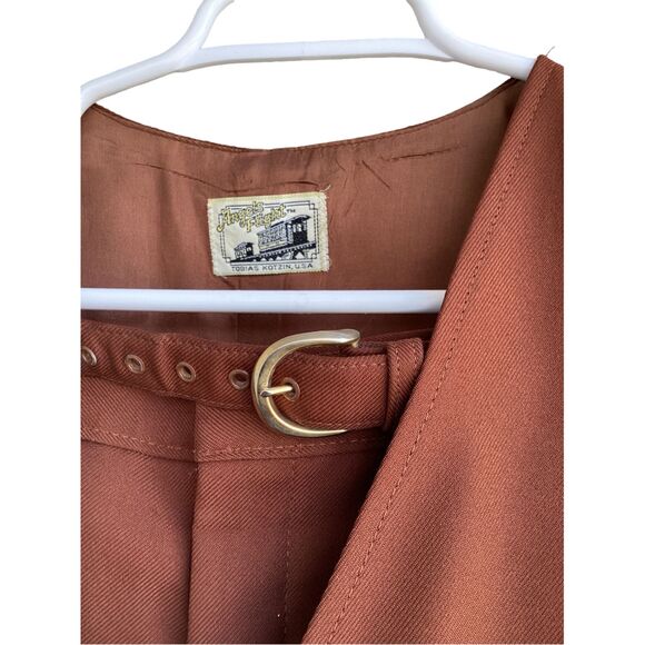 Iconic/Vintage/Retro Genuine 1970s Unisex Brown Vest & Pants Suit - Picture 7 of 7